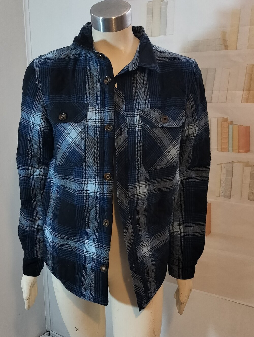 Sonoma Navy & Light Blue Plaid Shirt Jacket